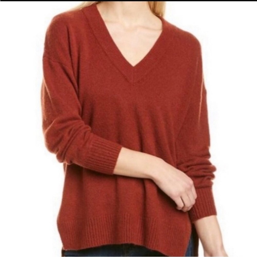 Madewell Bartlett Rust Wool Alpaca Blend V Neck Pullover Sweater Sz M